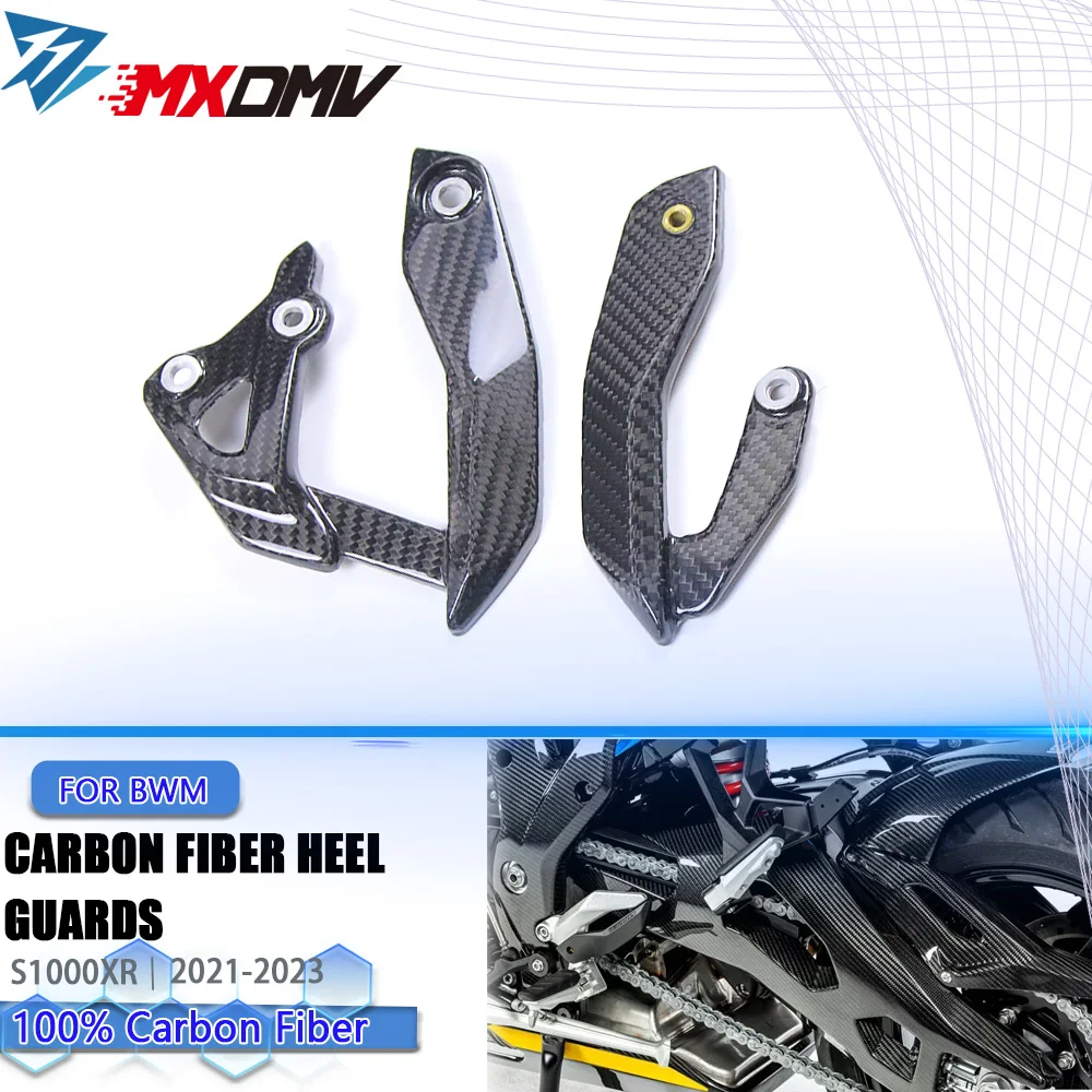 

100% 3K Carbon Fiber Motorcycle Accessories Heel Guards For BMW S1000XR 2021- 2023 Rear Foot Pegs Wing Protector fairing