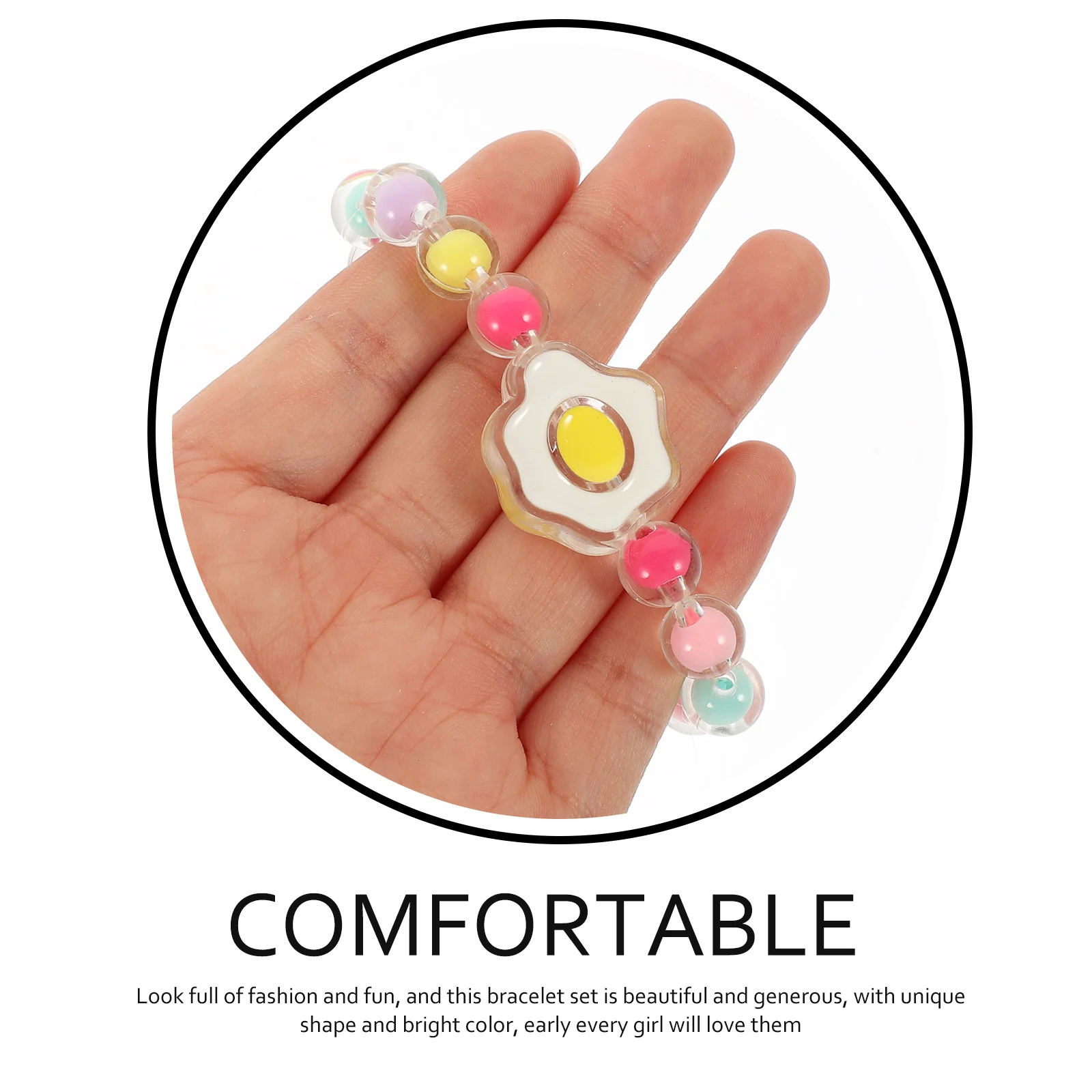 

6 Pcs Children's Bracelet Beads Kids Bracelets Girl Toddler Beaded Elasticity Baby for Plastic Girls
