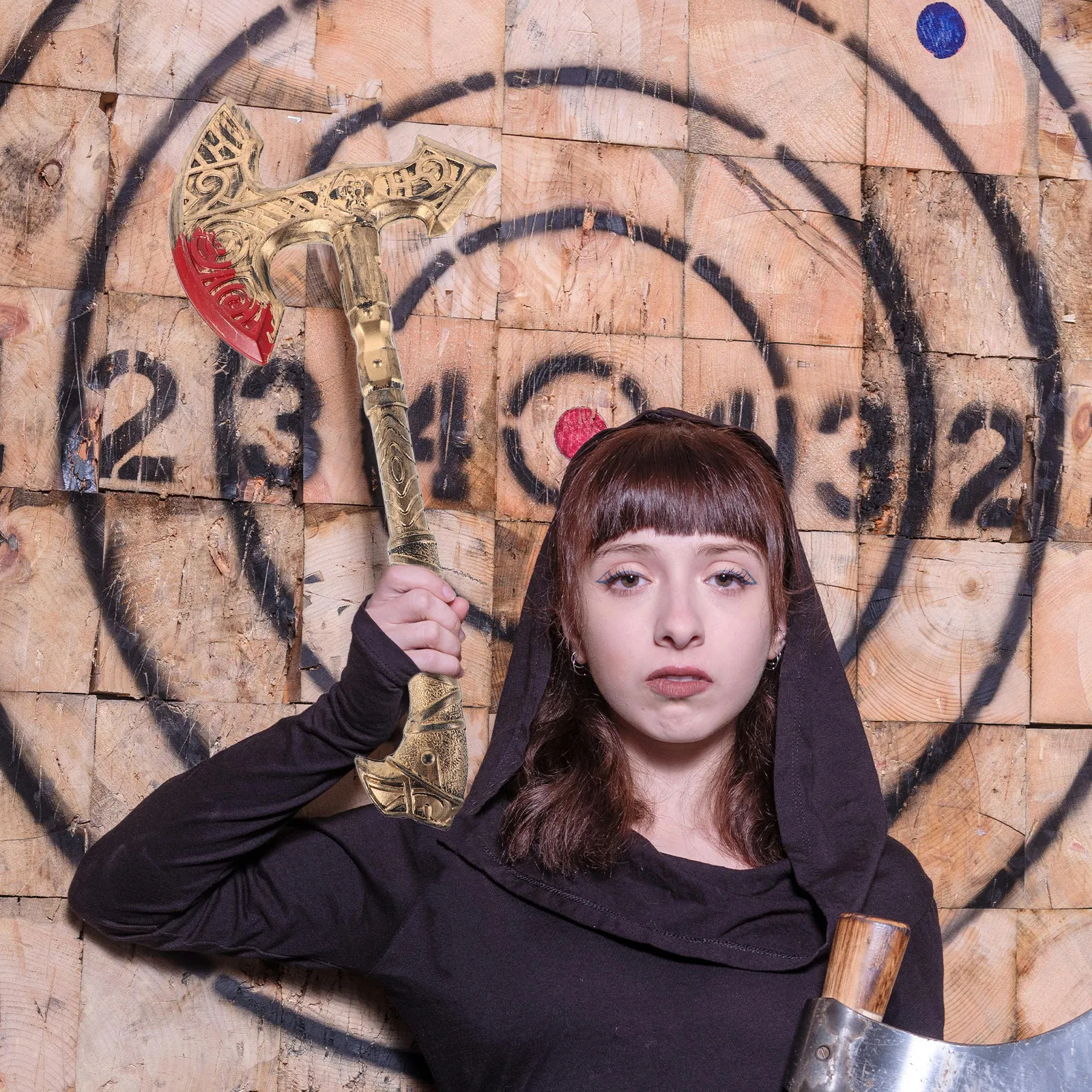 

Высокодетализированный реквизитный топор для костюмированных вечеринок, косплей-мероприятий, сценических выступлений, Хэллоуина, средневекового декора, имитация топоров