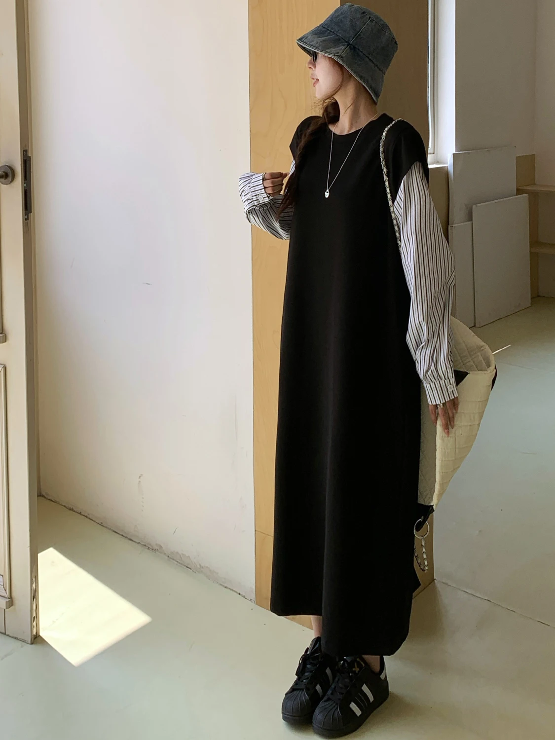 ชุดเดรสกระโปรงสไตล์เกาหลี ทรงห - Korean Style A Line Shirt Dress บทวิจารณ์และราคา