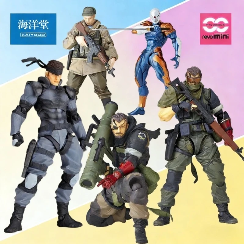 KAIYODO Original Revolmini Metal Gear Solid Snake Versión Traje de Campo Figura de acción coleccionable articulada mecánica Ninja RM-005