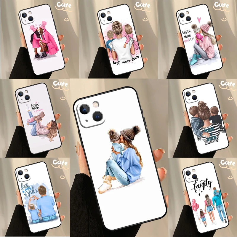 Чехол для iPhone 17, 16, 15, 13, 12, 11, 14 Pro Max Plus, 13, 12 Mini, 16e, 17 Air: для всей семьи (мама, папа, дочка, сын) – задняя крышка/накладка