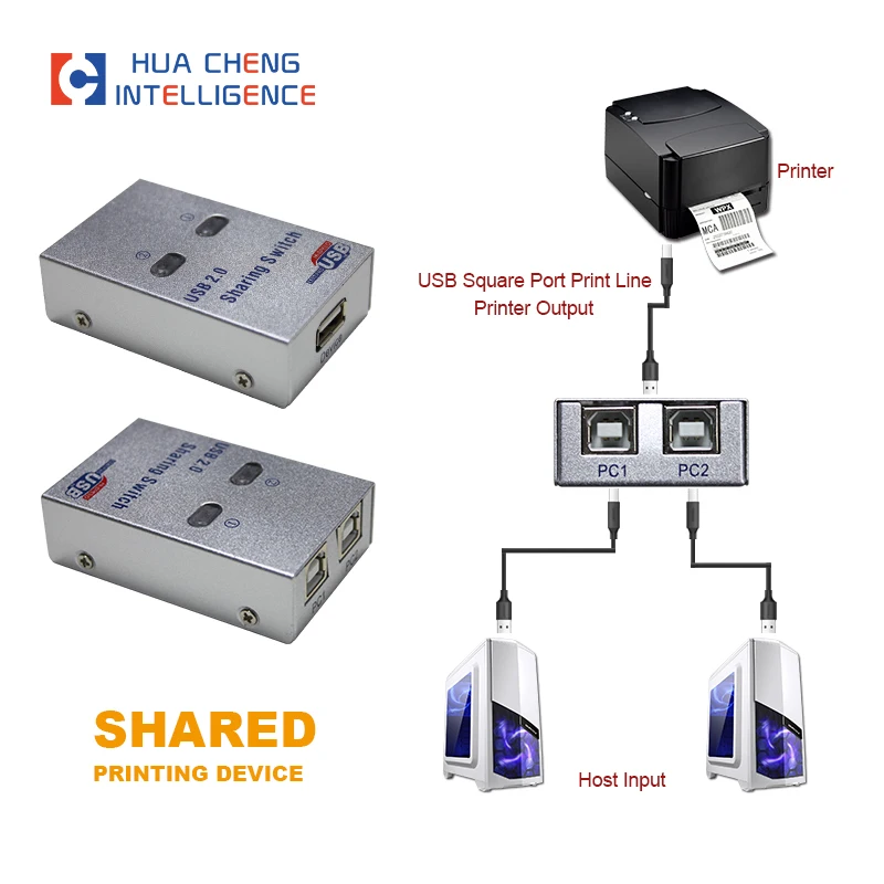 AMS-S2P1-J USB Printer Sharing Switcher Selector Box 2 In 1Out Control Two Printer with One Monitor