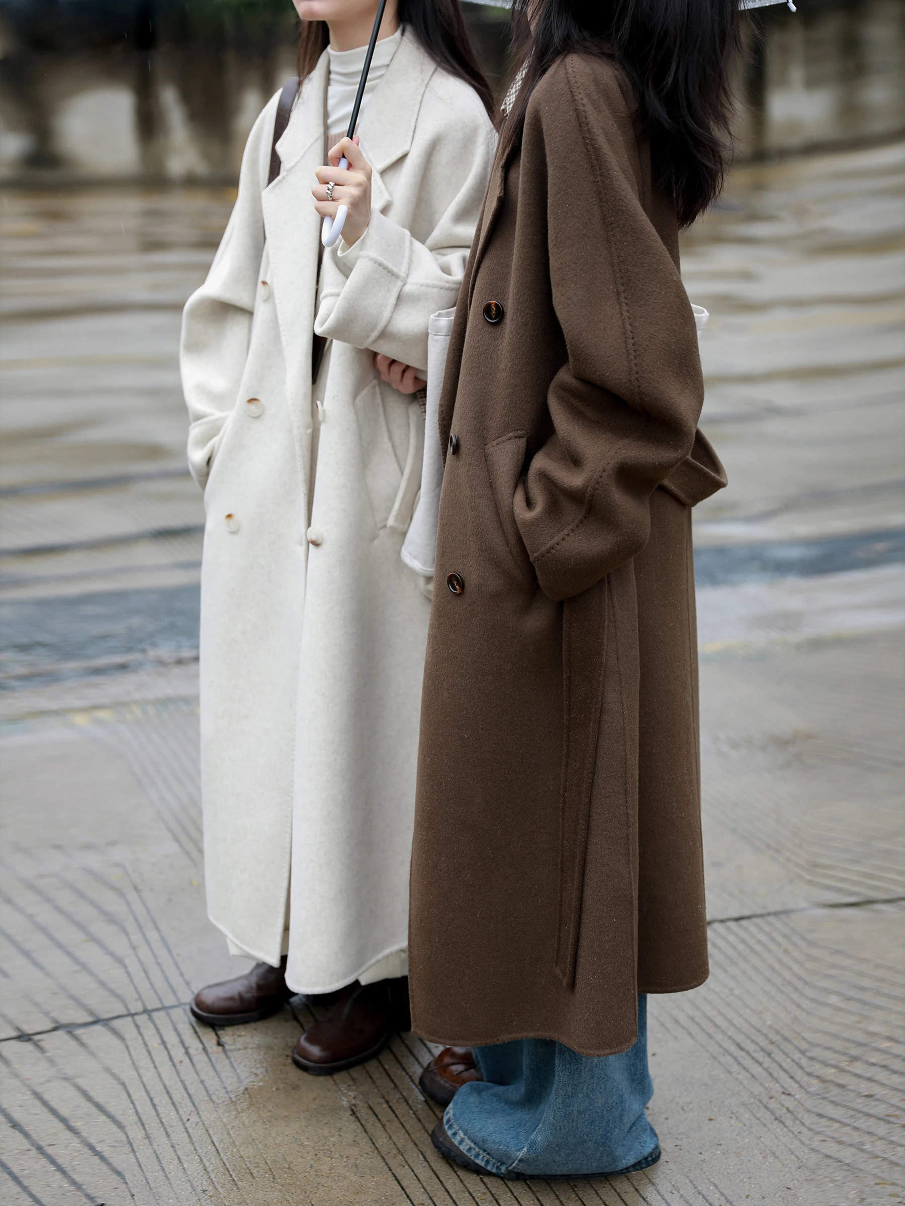 CHIC VEN Women Long Woolen Coat Loose Casual Double-sided Female Outerwear Double-breasted Ladies Topcoat Autumn Winter 2025
