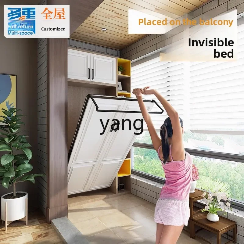 LMM Balcony Invisible, Single Down Turntable Multifunctional Wall Bed Folding Bed Cabinet Against the Wall