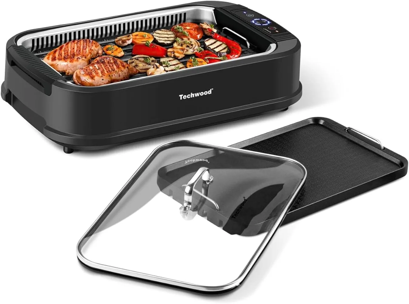 1500W Smokeless Electric Grill with 2 in1 Nonstick Grill and Griddle Plates Portable Korean BBQ Grill with 6-Level Control