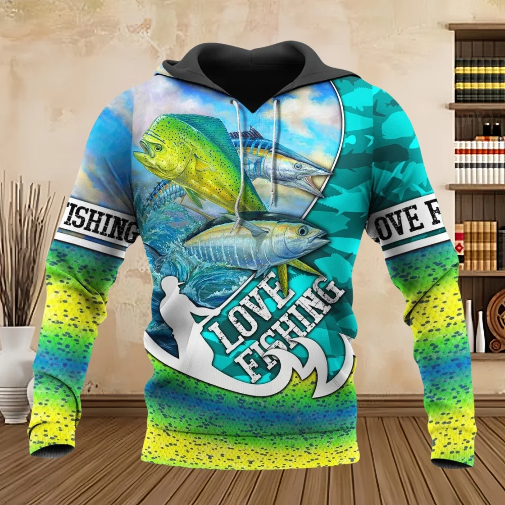 Wild Fishing Print 3D Casual Hoodie for Men Fashion Hunting Fish Enthusiast Pullover Men's Plus Size Sweatshirt Clothing Tops