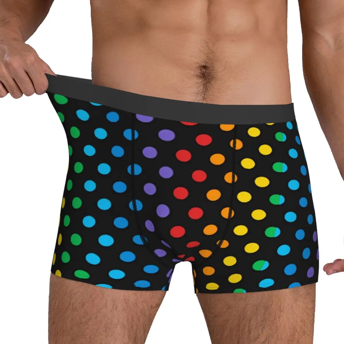 Rainbow Polka Dot Underwear Colorful Print Men Shorts Briefs Soft Trunk High Quality Printed Plus Size Panties