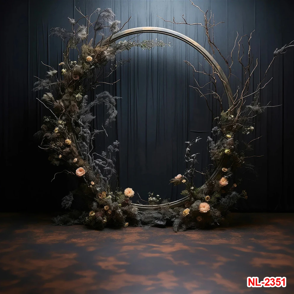 Latar belakang potret dewasa, gambar hutan luar ruangan bentuk melengkung bunga, dekorasi upacara pernikahan fotografi