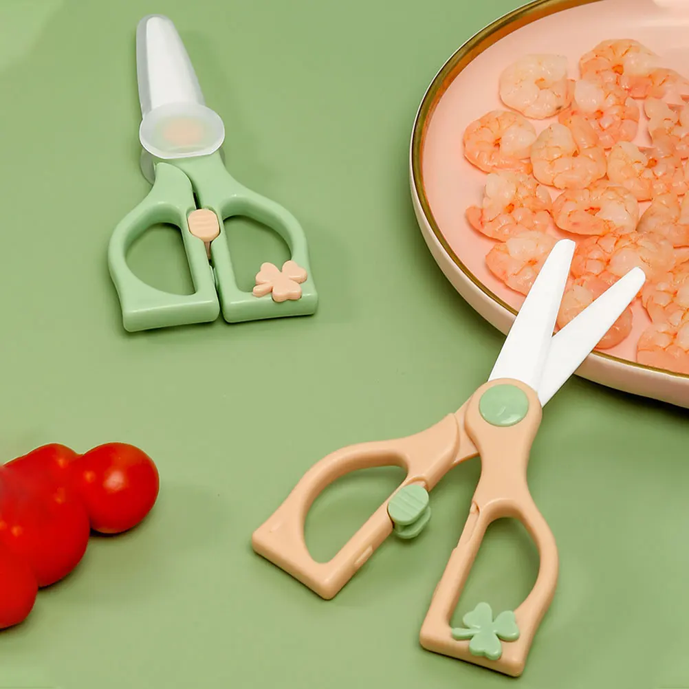 

Baby Food Scissors Stainless Steel Shear Tools Kids Toddler Kitchen Gadget Safe Portable Cutting Fruit Vegetable Meat Pasta
