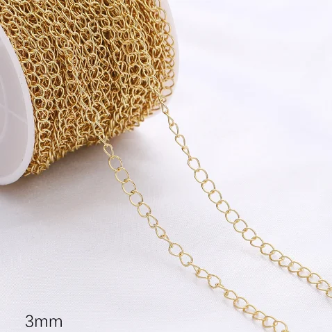 1meters 3mm 14K Gold Plated Chain Materials Diy Clavicle  Handmade Making Necklace Bracelet Accessories