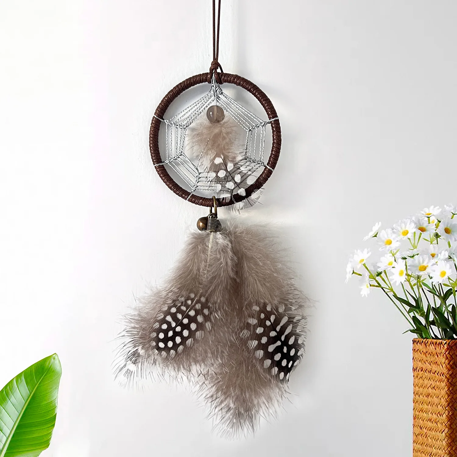 Vintage Pearl Wool Automobile Hanging Ornament tessuto a mano Dreamcatcher Car piccoli ornamenti prodotto finito