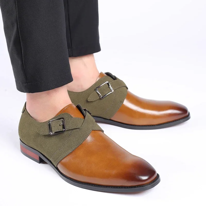 

Big Size 38-48 Men Dress Shoes Fashion Buckle Design Business Leather Men Casual Shoes Gentlmen Wedding Moccasins