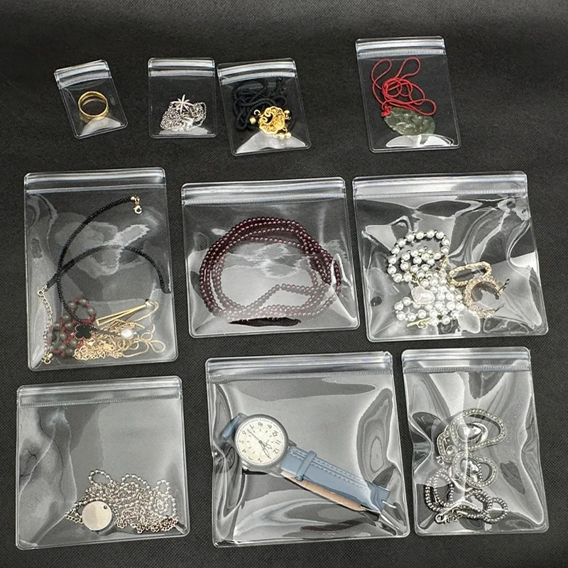 Self Sealing Bags PVC Plastic Jewelry Rings Earring Necklace Anti-Oxidation Storage Bags Organizer Transparent Packaging Pouches