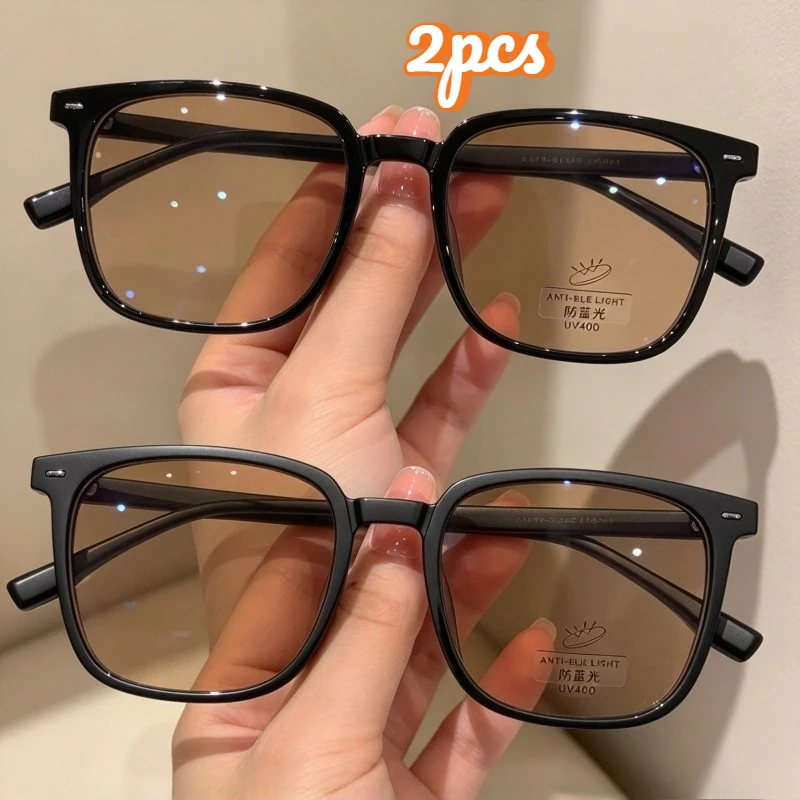 1/2Pcs Photochromic Glasses Set Unisex Frame for Daily Leisure and Social Gatherings