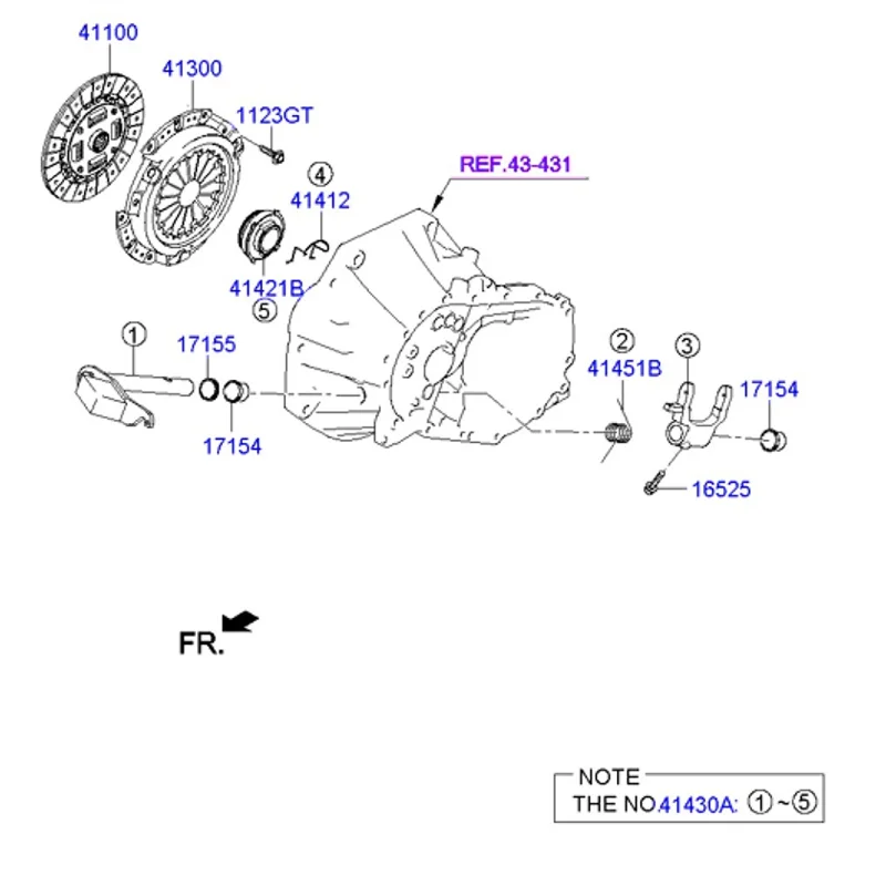 

AB16-Clutch Release Fork Shaft Assembly 41430-02580 Clutch Release Fork Clutch Release Fork Shaft Assembly