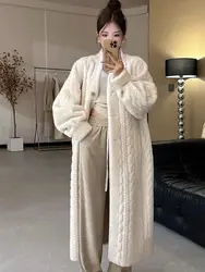 2024 winter thick women's long imitation mink plush cardigan with integrated fur and eco-friendly imitation fur coat