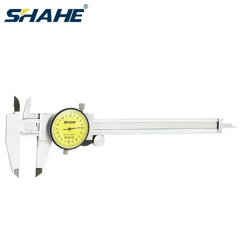 SHAHE 0.02 mm 150/200/300 mm Dial Caliper Stainless Steel Metric Gauge Double Shock Dial Caliper Measuring Tool