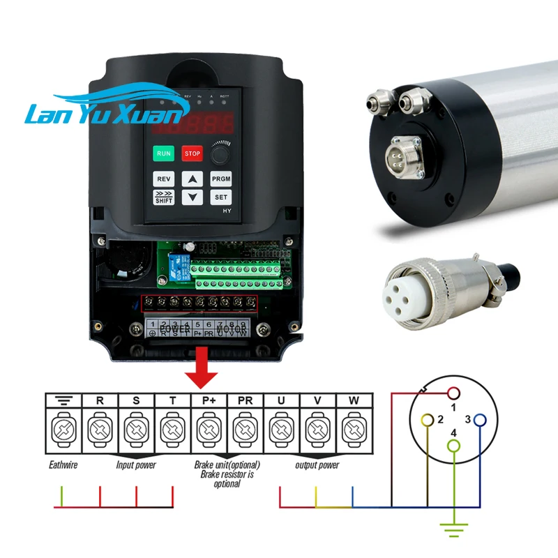 

Комплект шпинделя с водяным охлаждением 3 кВт, 220 В, 110 В ER20, шпиндель с водяным охлаждением + инвертор 3 кВт + кронштейн шпинделя 100 мм + водяной насос 75 Вт