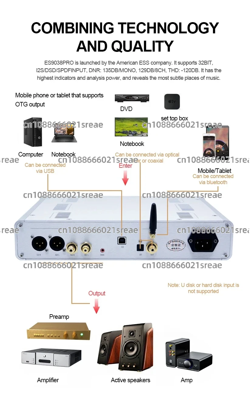 DLHiFi DC300 Dual Core ES9038PRO ES9039PRO Bluetooth 5.0 Balanced HiFi Audio DSD DAC Decoder Amanero USB Remote Control