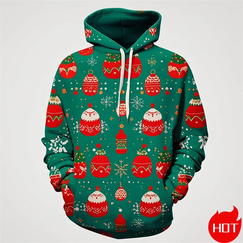 

Winter Fashion 3D Christmas Ornament Printing Hoodies For Men Santa Claus Graphic Hooded Hoody Vintage Sweatshirts Mens Pullover