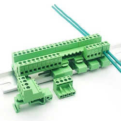 1Set 2EDG-UKR-5.08mm Plug-in Wiring Terminal 35mm Guide Rail Mounting Screw Terminal Block Pitch 5.08mm 2P-12P