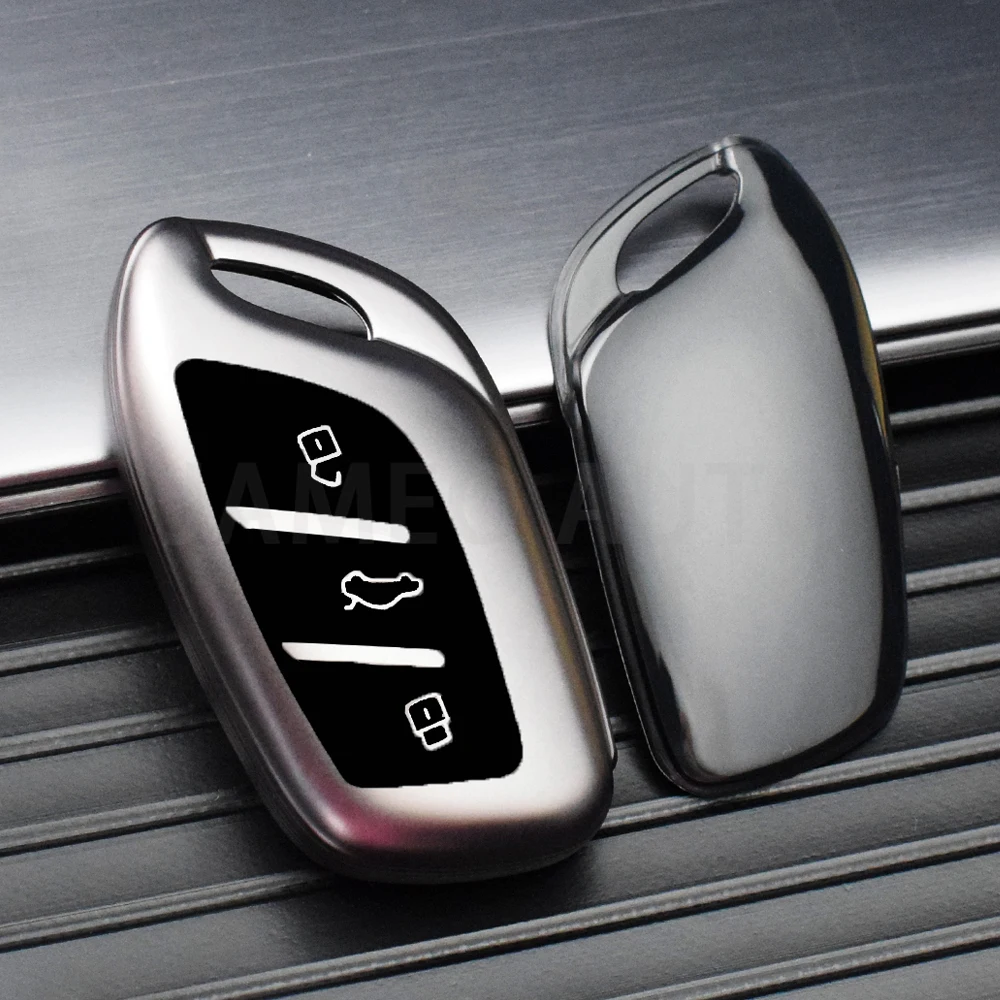3 Buttons Soft TPU Car Key Case Cover for MG4 MG5 MG6 MG ZS EV HS EHS ZX GT RX3 RX8 ERX5 RX5 I6 I5 Titanium Metallic Colour