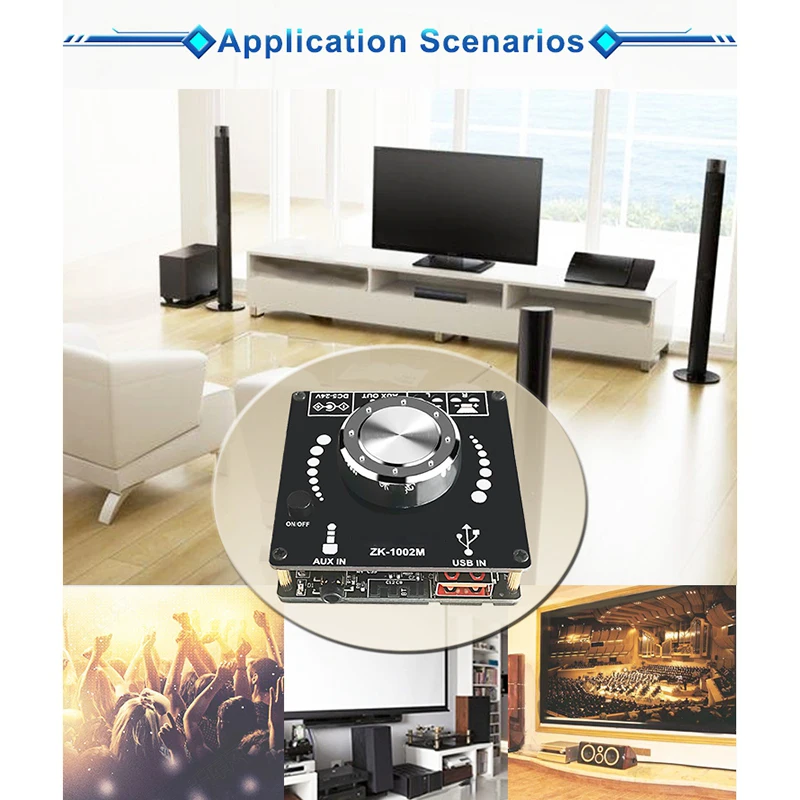 

B63B-ZK1002M Bluetooth 5.0 AUX USB аудио вход выходной усилитель модуль усилителя звука 100Wx2