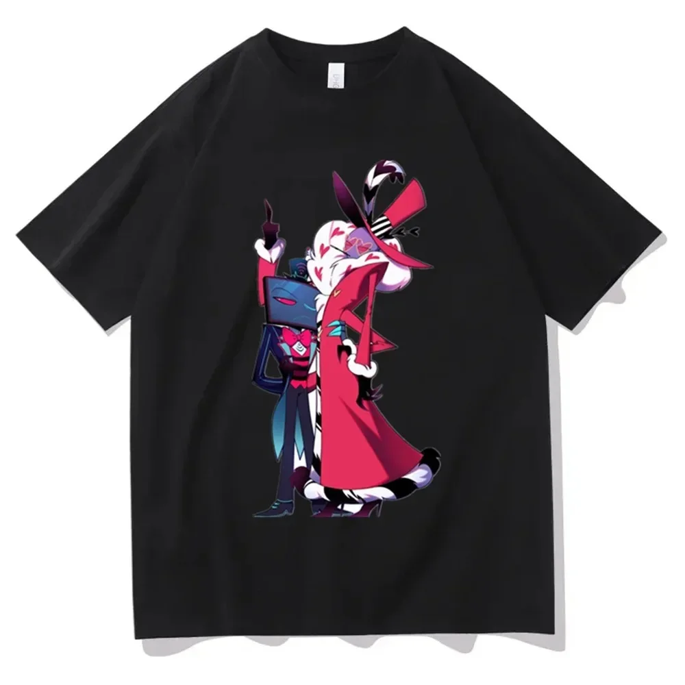 Hazbin เสื้อยืดพิมพ์ลายอลาสเตอร์สำหรับผู้หญิงเสื้อแขนแขนสั้นคอกลม Y2k คุณภาพสูงเสื้อยืดสำหรับฤดูร้อน