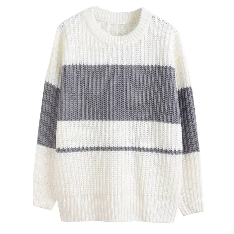 Knit Sweater Male Coat Men\'s Clothing Jacket White Pullovers Spliced Couple Outfit Fun Korean Autumn Clothes Ugly V Sweat-shirt