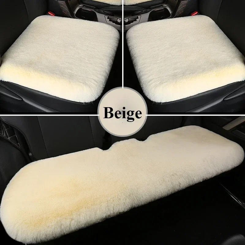 Plush Rabbit Fur Car Seat Cushion Winter Warmth Thickened Wool One Piece Square Cushion for Main Driver or Co-pilot