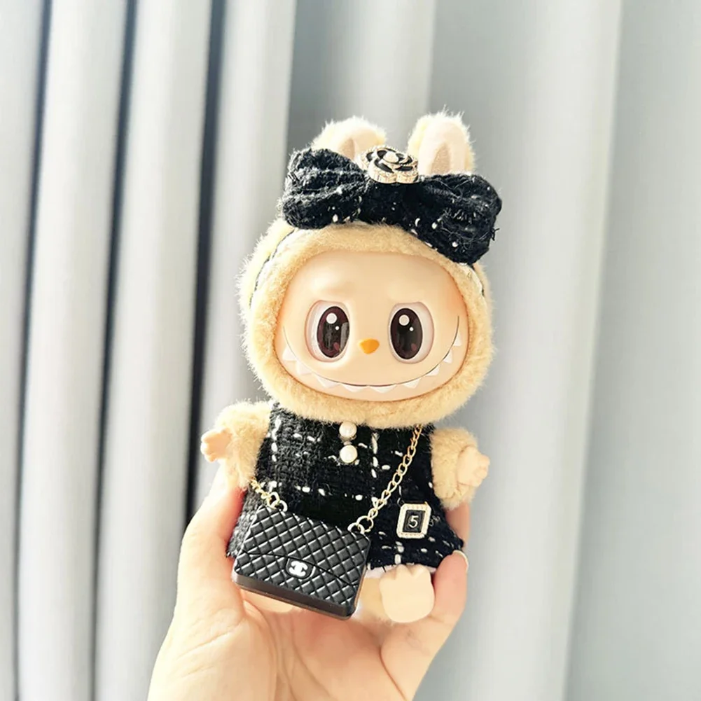 Mini vêtements de course en peluche Kpop, costume de robe noire, accessoires de tenue, cadeau de vêtements, Corée Exo Labubu Idol V1 V2, 17cm