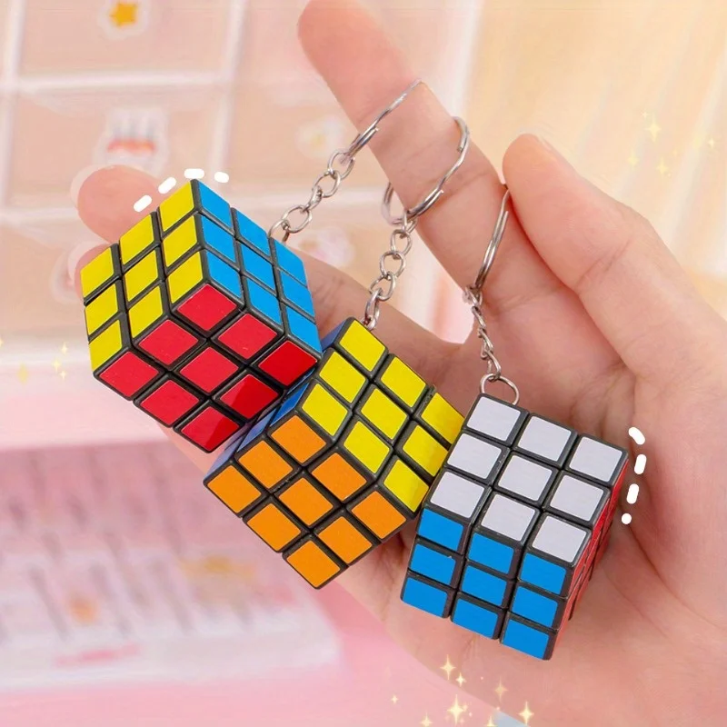 10Pcs Mini Creative Magic Cube Educational Keychain Party Gifts Key Ring Fashion Pendant