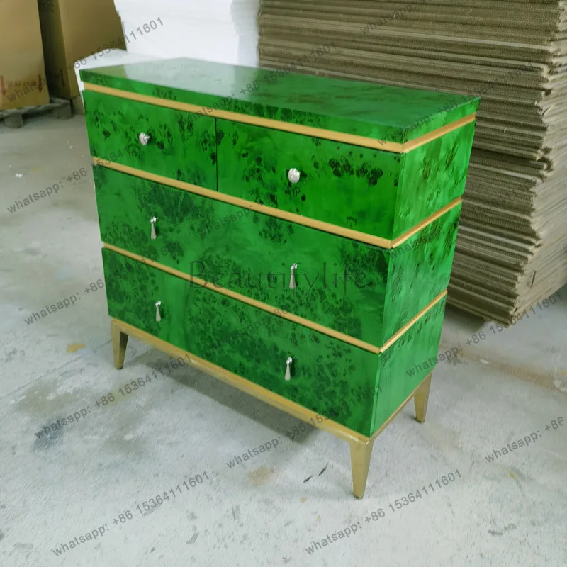 Emerald solid wood porch cabinet high-grade tree tumor door decorative cabinet locker