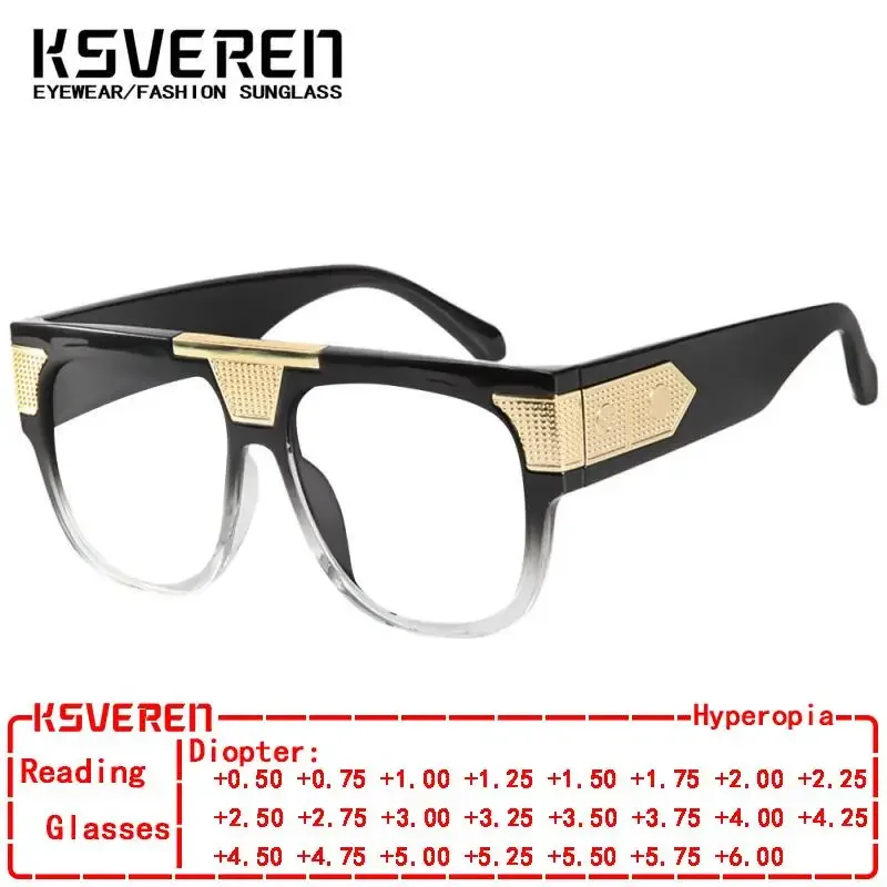 

Square Blue Light Blocking Large Frame Reading Glasses Men Women Trendy Clear Lens Presbyopic Optical Eyewear Customized Diopter