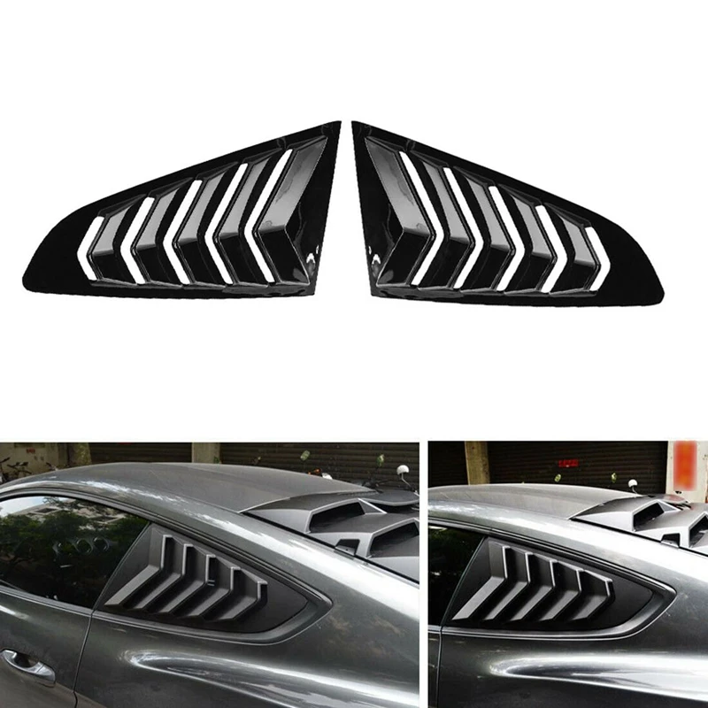 

Car Glossy Black Quarter 1/4 Side Window Louver Cover For Ford Mustang 2015-2018