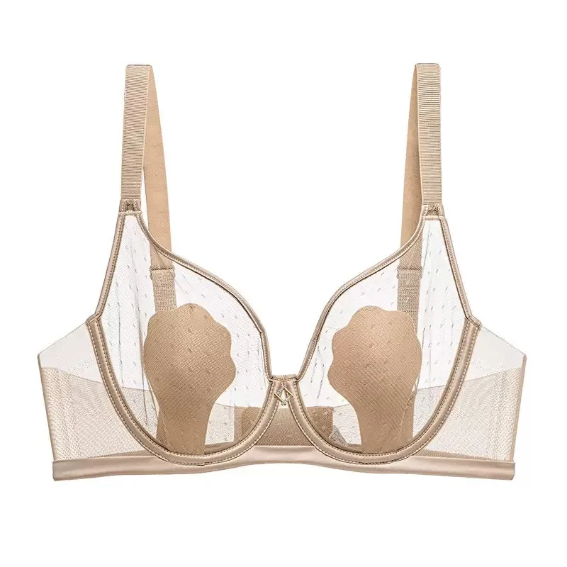 Women\'s Ultra-Thin Cat Claw Cup Bra Sexy Pure Desire French Style Soft Steel Ring Anti-Sagging Underwear for Large Chest