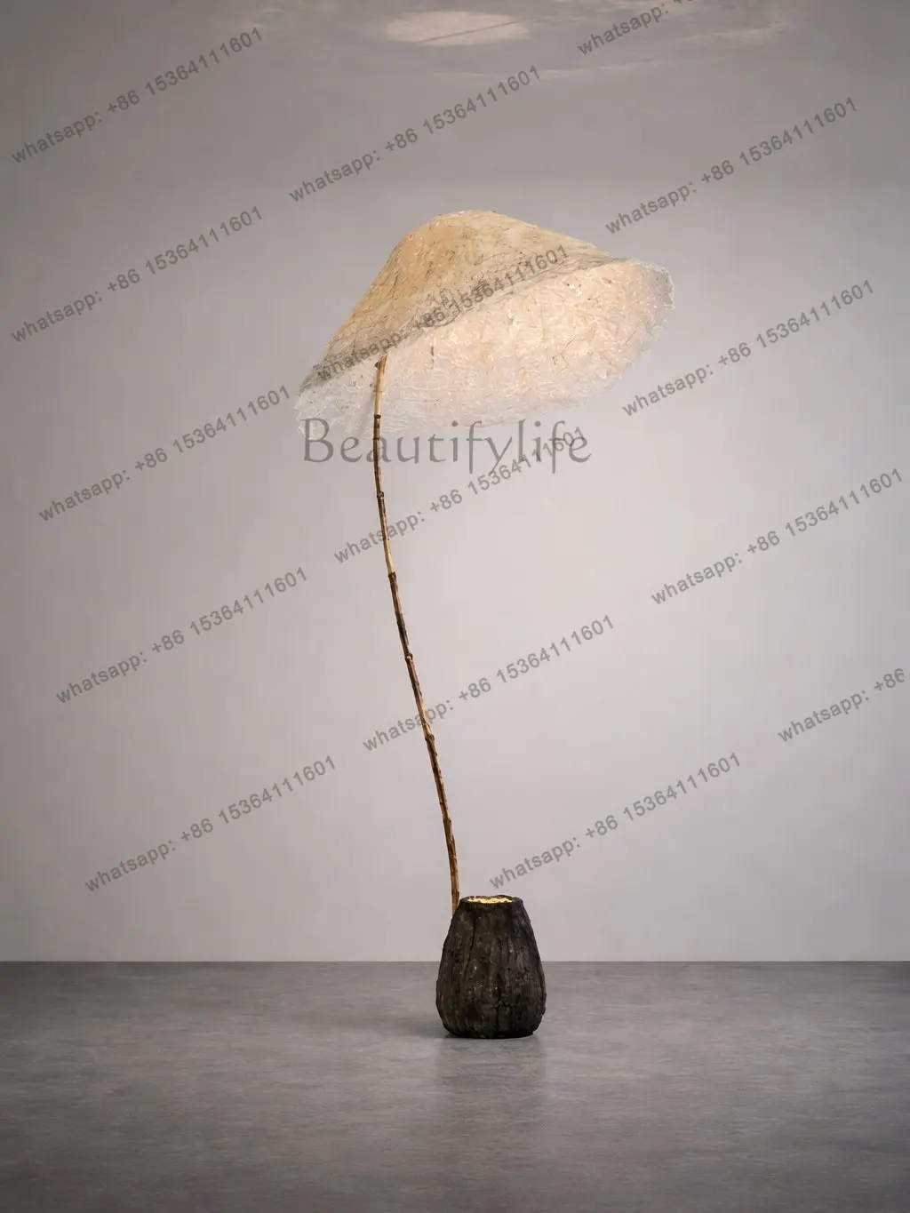 Wabi-sabi wind bamboo floor-to-ceiling luminous object simple living room bedroom creative decoration ornament