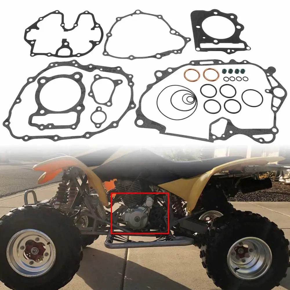 Gasket Kit High Quality Materials Maintains Optimal Compression Extending Life For Honda Sportrax 400 Trx400Ex 1999-2004 Black