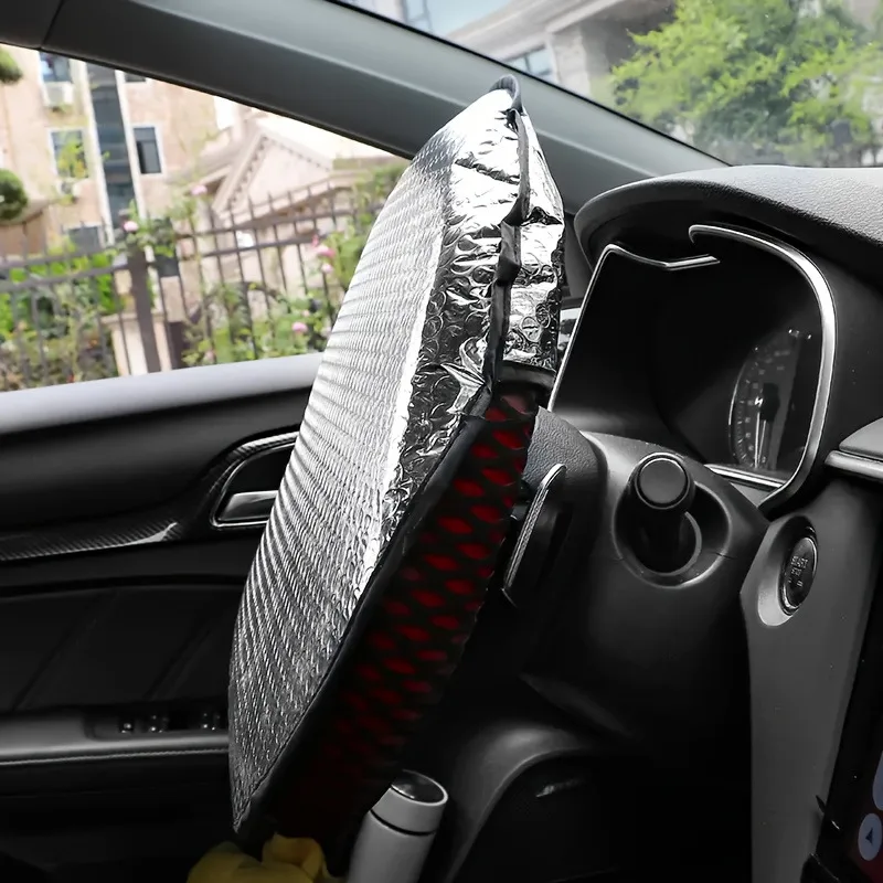 Car Steering Wheel Sun Block Silver Coated Cloth Sun Shade Cover Auto Steering Wheel Sheath Sunscreen Insulation Accessories