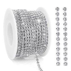 10 Yards 3 MM Crystal Rhinestone Close Chain Trim Crystal Claw Cup Chain Sew on Trim for Sewing Crafts DIY Decoration Jewelry