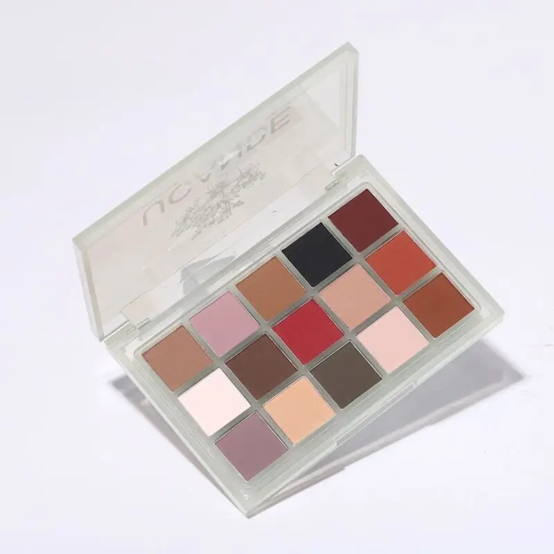 Ucanbe Palette di ombretti a 15 colori Dark Clay Full Matte Autunno Inverno Terroso Cacao Rosso Marrone Serie Trucco affumicato leggero quotidiano