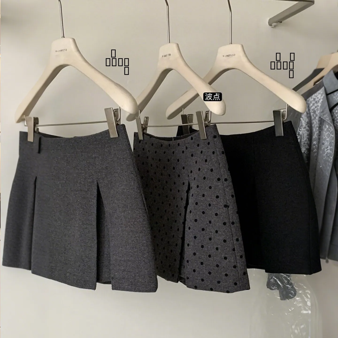 

Retro Polka Dot High Waist Thiened Woolen Skirt Women's Casual Winter Slimming A-Line Skirt Commute Sle Polyester Fiber