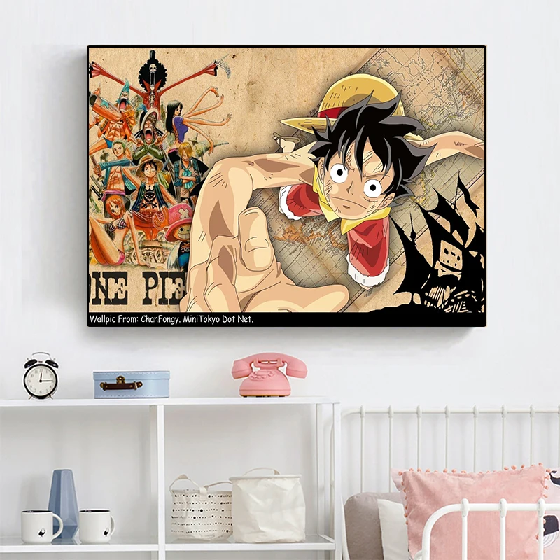 Japanse Anime Een Stuk Canvas Schilderij Luffy Zoro Ace Sabo Poster Print Muurschildering Foto 'S Muurkunst Home Decor Accessoires Cuadros