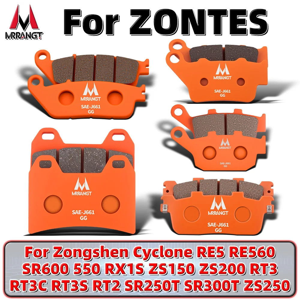 MRRANGT Ceramic Brake Pads Set Fit for Zongshen Cyclone RE5 RE560 SR600 550 RT3 RT3C RT3S RT2 RX1S ZS150 ZS200 ZS250 Models