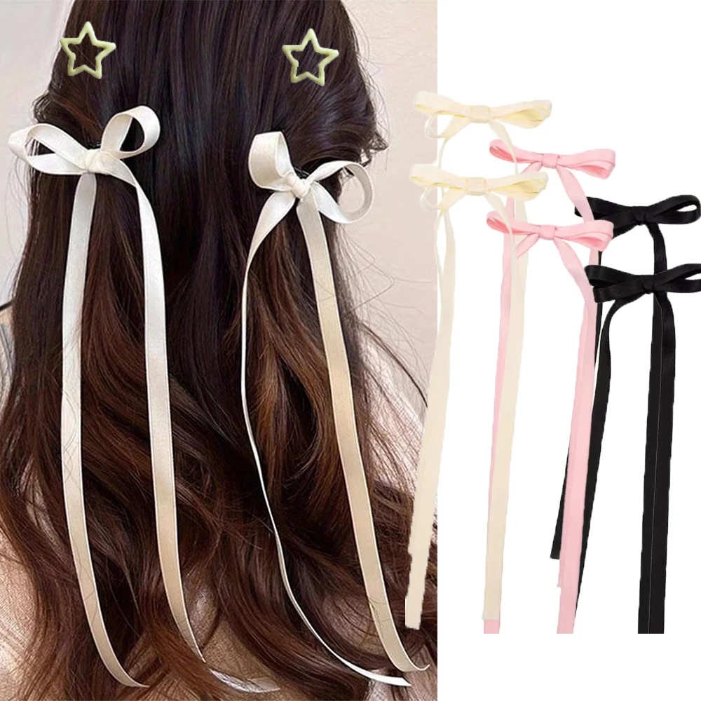 

18 pcs BB Clip of hair for women and girls Y2K cute star clips style headband with long bow ribbon Clip for Hair accessories