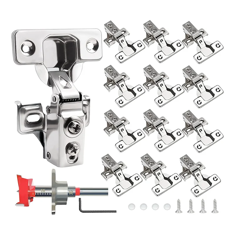 ABNQ 12 Pack 1/2 Inch Overlay Soft Cabinet Door Hinges for Kitchen Cabinet Hinges Hinge Stainless Steel Of Cup Is 45 Mm