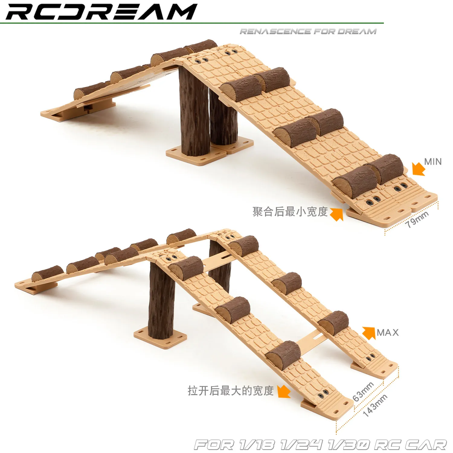 1/30 1/24 1/18 Simulation Half Circle Wooden Steep Slope Obstacle Track for SCX30 TR4M