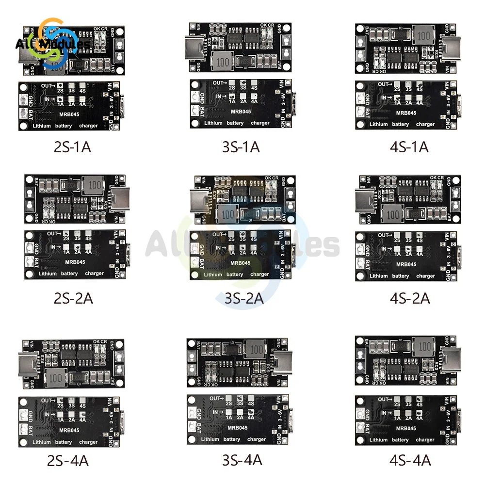 Cargador de iones de litio multicelda 2S 3S, 4S tipo C a 8,4 V, 12,6 V, 16,8 V, 7,4 V, 11,1 V