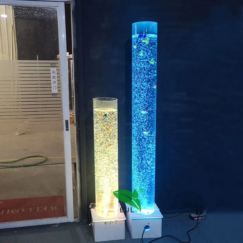 Custom. indoor decoration LED colorful changing glowing aquarium water bubble lamp column